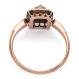Antique 18K Yellow Gold 0.45 TCW Rose Cut Diamond Black Enamel Band Ring
