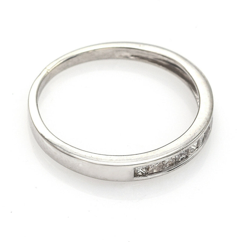 Vintage 14K White Gold 0.26 TCW Diamond Square Cut Band Ring