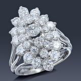 Vintage 14K White Gold 3.24 TCW Diamond Cluster Cocktail Ring 7.7 Grams Sz 6.75