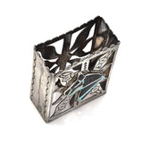 Vintage Sterling Silver Onyx Turquoise MOP Southwestern Horse Match Box Holder
