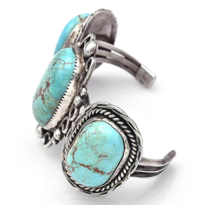 Vintage Sterling Silver Turquoise Southwestern Cuff Bracelet