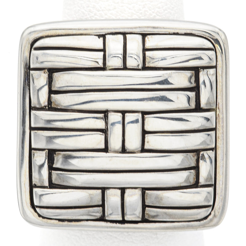John Hardy Large Sterling Silver Bedeg Square Ring