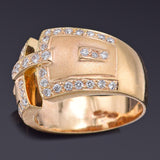 Vintage 18K Yellow Gold 0.73 TCW Diamond Wide Band Ring 9.3 Grams Size 6.75