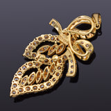 Vintage 18K Yellow Gold 1.85 TCW Diamond Leaf Pendant F/G VS