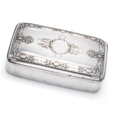 Antique Victorian Sterling Silver Etched Cigar Case Holder Box