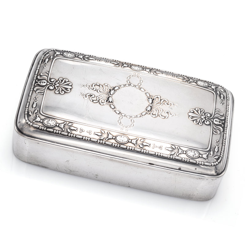 Antique Victorian Sterling Silver Etched Cigar Case Holder Box