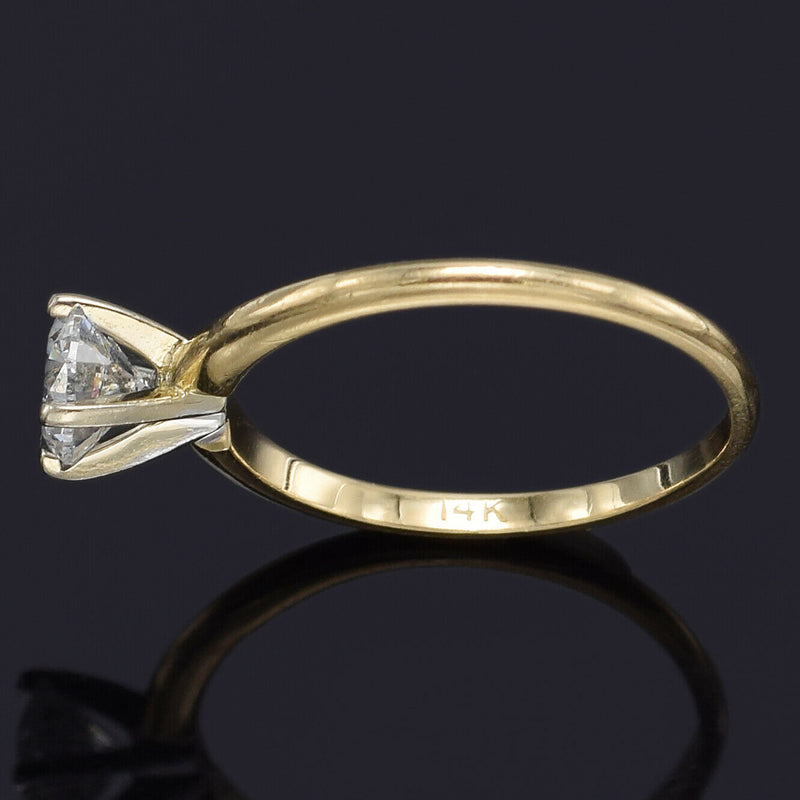 Vintage 14K Yellow Gold 0.68 Ct Round Diamond Solitaire Band Ring