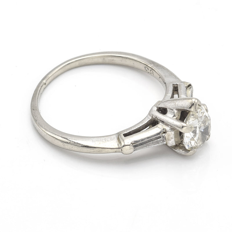 Vintage 14K White Gold 0.63 Ct Diamond Three-Stone Band Ring