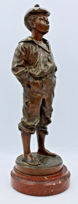 Superb Antique “Whistling Boy” Bronze by V Szczeblewski - Polish 1889