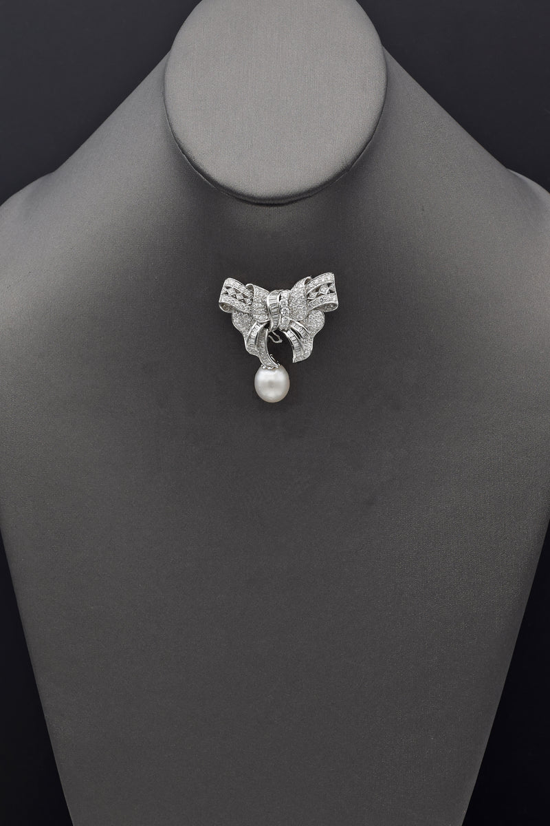 Vintage 18K Gold Sea Pearl & 3.28 TCW Diamond Interchangeable Brooch Pendant