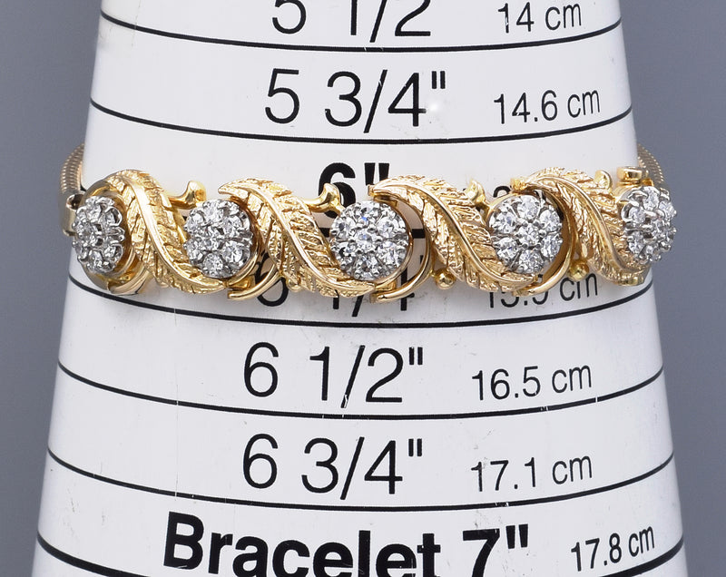 Jabel Vintage 18K Gold 1.05 TCW Single Cut Diamond Add-a-Link Bracelet