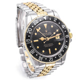 Vintage Rolex GMT Master 14K Gold/SS Automatic Men's Date Watch 40 mm Ref 16753