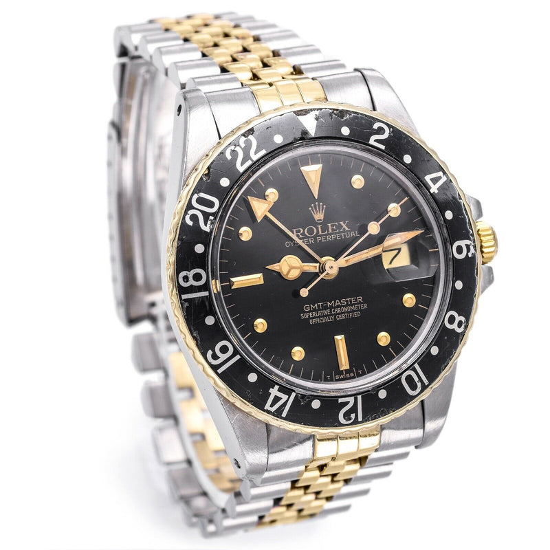 Vintage Rolex GMT Master 14K Gold/SS Automatic Men's Date Watch 40 mm Ref 16753