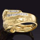 Vintage Platinum & 18K Yellow Gold 0.65 TCW Diamond Hammered Band Ring G/H VS