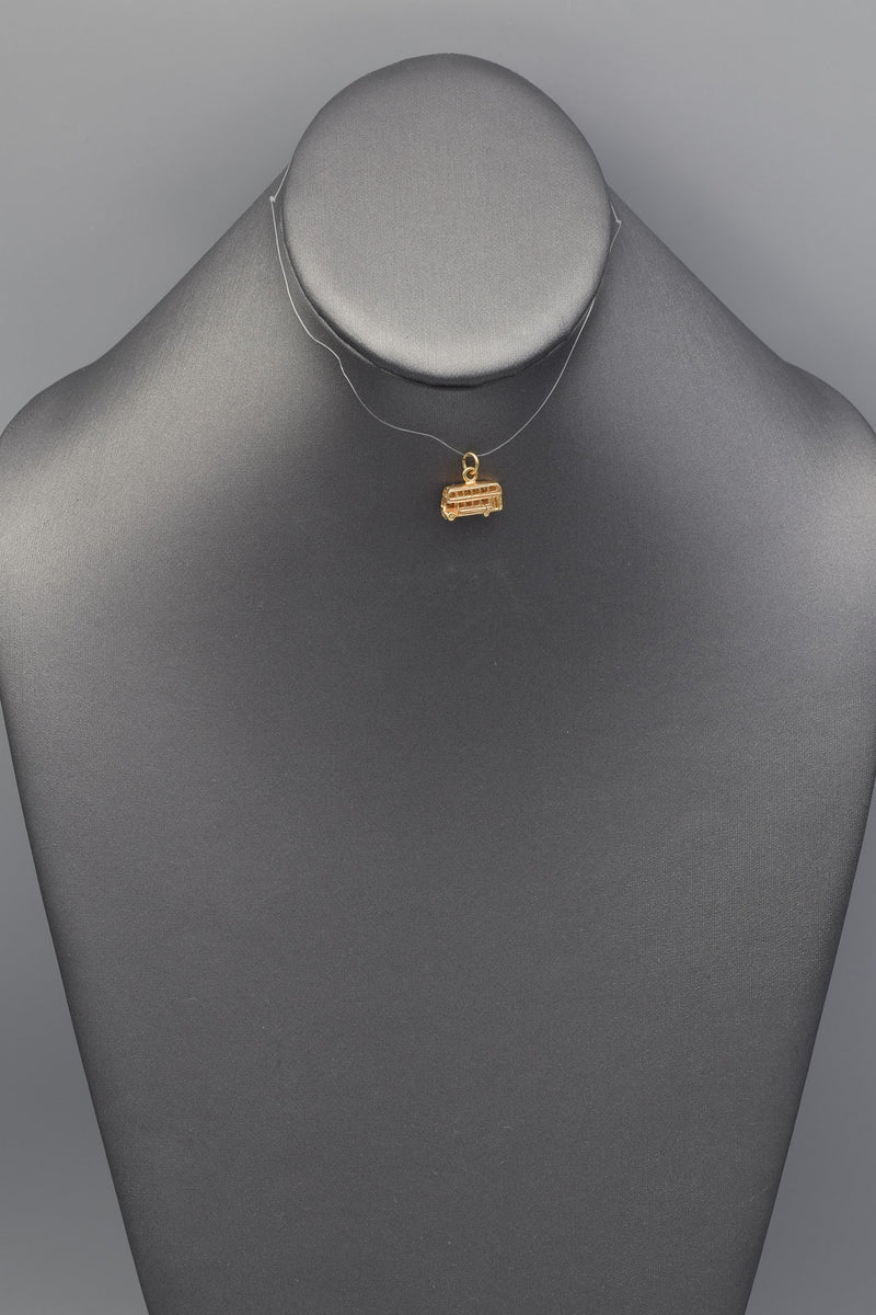 Vintage 14K Yellow Gold Double Decker Bus Charm Pendant