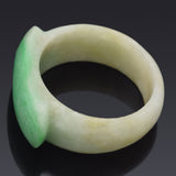 Vintage Translucent Green Jade Saddle Band Ring