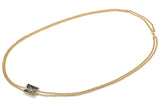 Antique 14K Gold Black Enamel Braided Hair Mourning Pendant On GF Chain Necklace