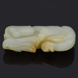Antique Pale Green Mutton Fat Jade Carved Deity Figurine Pendant 67.4 Grams