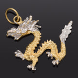 Vintage 14K Yellow & White Gold Dragon Charm Pendant 1.7 Grams