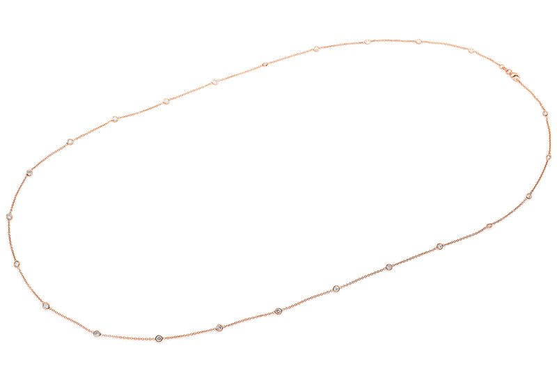 Estate 14K Yellow Gold 3.36 TCW Diamond Long Station Necklace 34.5 Inches