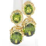 Heavy 14K Gold 111.44 TCW Peridot & Diamond Interchangeable Earrings & Ring Set