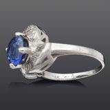 Vintage 14K White Gold Sapphire & 0.54 TCW Diamond Band Ring