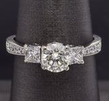 Vintage 14K White Gold 1.55 TCW Diamond Three-Stone Band Ring