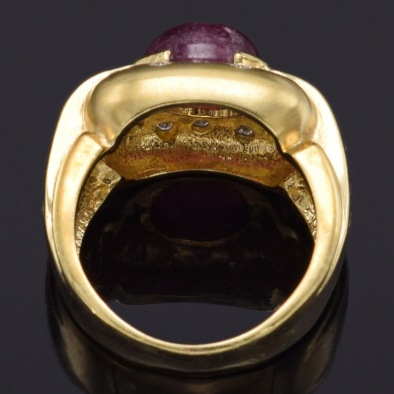 Vintage 14K Gold Natural Pink Tourmaline, Iolite & Diamond Band Ring