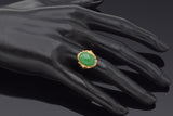 Vintage 18K Yellow Gold 5.08 Ct Green Jade Cocktail Ring