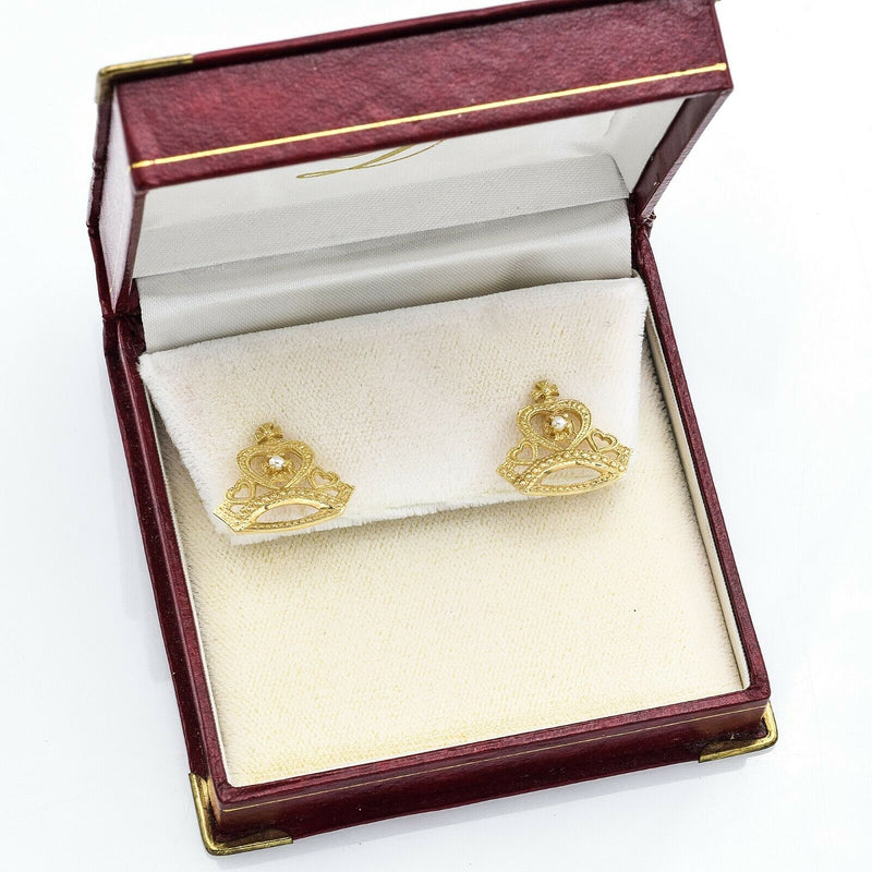 Vintage Princess Diana of Wales 14K Yellow Gold Pearl Earrings Limited Edition99