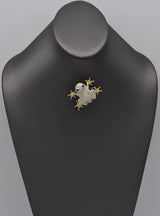 Vintage 14K Yellow Gold Emerald & 0.40 TCW Diamond Frog Brooch Pin Pendant