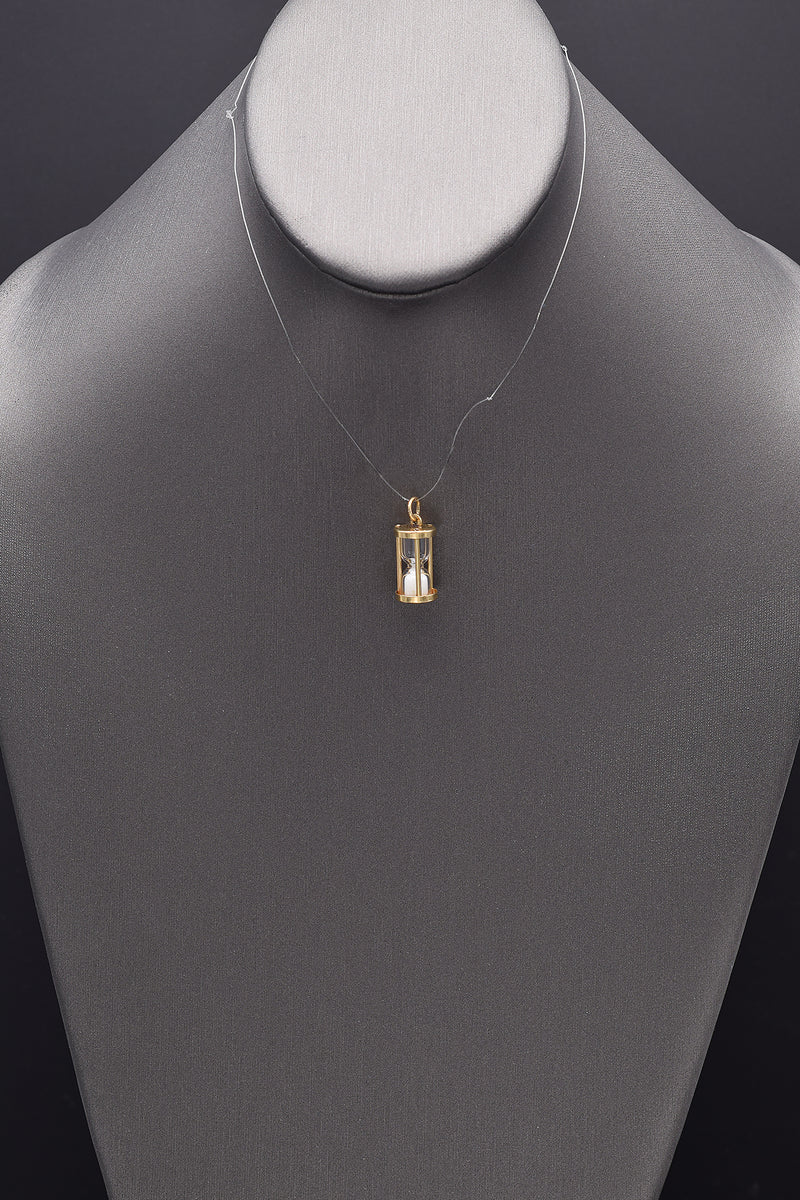 Vintage 14K Yellow Gold Hourglass Charm Pendant 2.2 Grams