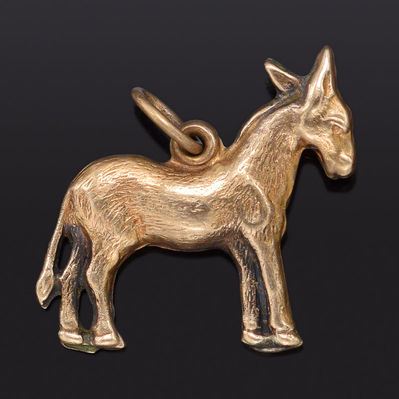 Vintage 14K Yellow Gold Donkey Charm Pendant 1.6 Grams