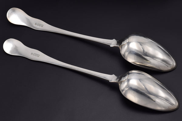 2 Pcs Antique 1825 Exeter Scotland Sterling Silver Spoon 245.2 Grams 12"