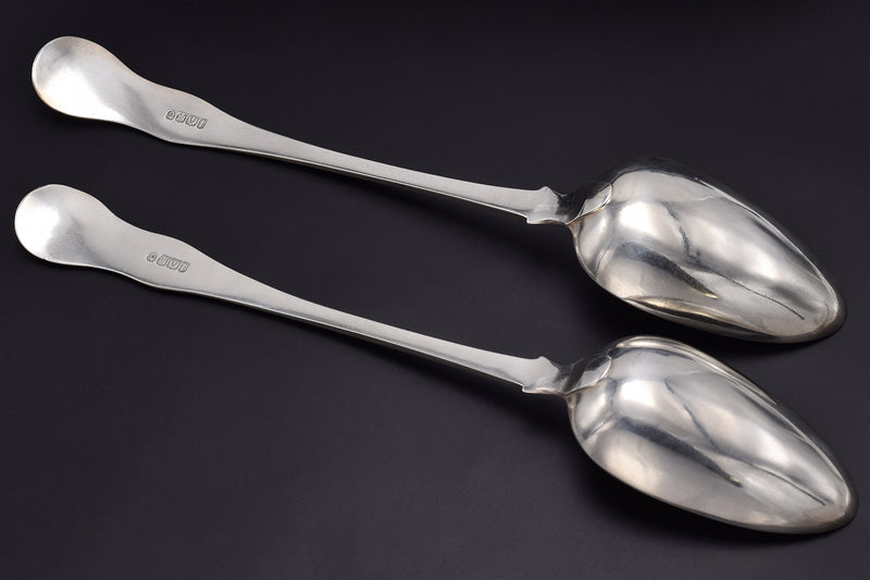 2 Pcs Antique 1825 Edinburgh Scotland Sterling Silver Spoon 245.2 Grams 12"
