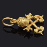 Vintage 18K Yellow Gold Papal Keys of Heaven Vatican Crown Charm Pendant
