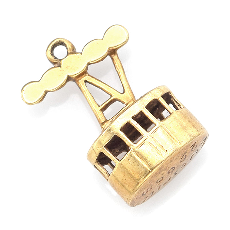 Vintage 14K Yellow Gold Zugspitze Cable Car Charm Pendant