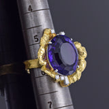 KOJI IWAKURA 18K Gold & Platinum 19.05 Ct Amethyst & Diamond Cocktail Ring