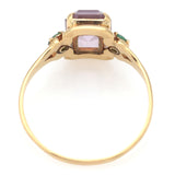 Vintage 10K Yellow Gold Iolite & Emerald Band Ring Size 7