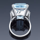 Vintage 14K White Gold 21.19 Ct Aquamarine & 0.48 TCW Diamond 15.1 Grams