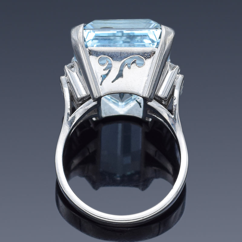 Vintage 14K White Gold 21.19 Ct Aquamarine & 0.48 TCW Diamond 15.1 Grams