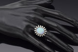 Vintage 14K White Gold 3.68 Ct Opal & 0.96 TCW Diamond Cocktail Ring