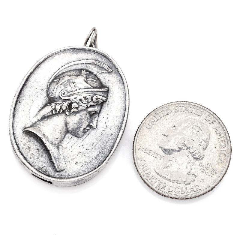 Vintage Henryk Winograd HW 999 Fine Silver Repoussé Roman Soldier Pendant 35.2mm