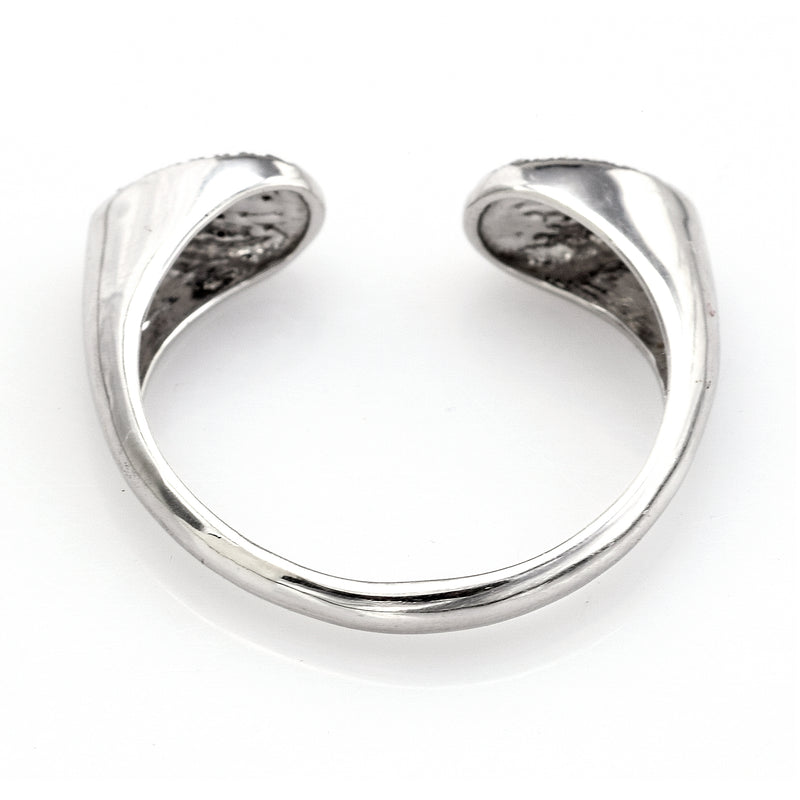 Estate 14K White Gold Pavé Diamond Open Band Ring