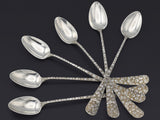 Set of 6 Antique Schofield Sterling Silver Baltimore Rose Ice Tea Spoons w/ Mono