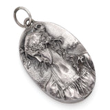 Vintage Henryk Winograd HW 999 Fine Silver Repoussé Woman Primavera Pendant Sm