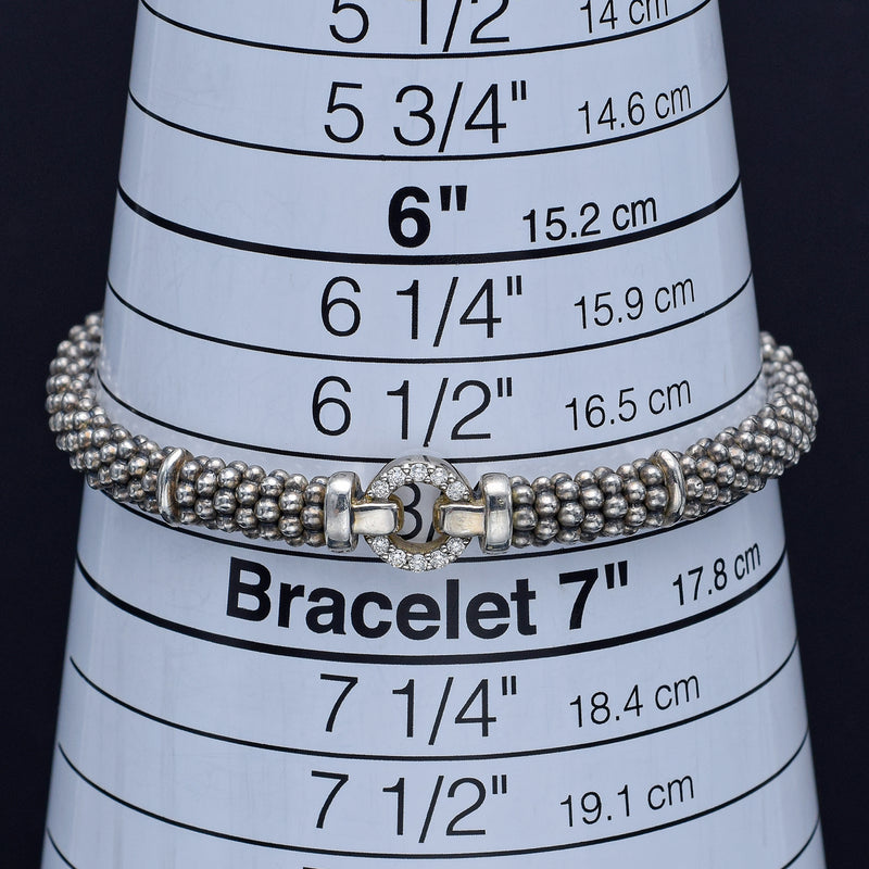 LAGOS Enso Sterling Silver Diamond Circle Caviar Bracelet 6 mm