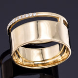 Estate 14K Yellow Gold Diamond Wide Band Ring 10.5 mm 7.1 Grams