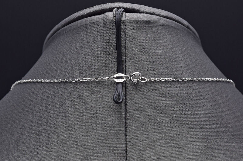 Estate 18K White Gold Diamond Open Circle Pendant Slider Necklace 3.8 Grams 16"