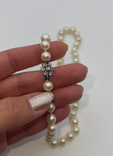 Vintage Platinum & 14K Gold Sea Pearl & 0.77 TCW Diamond Beaded Strand Necklace